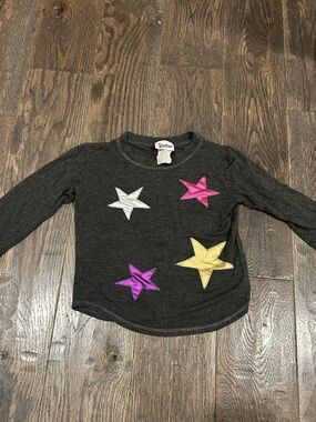 Random Hearts Toddler Charcoal Star Appliqué Long Sleeve Top Size 2T